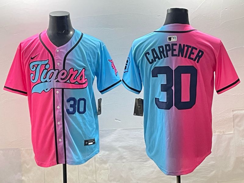 Men 2025 Detroit Tigers #30 Carpenter Blue pink Game Nike MLB Jersey style 03